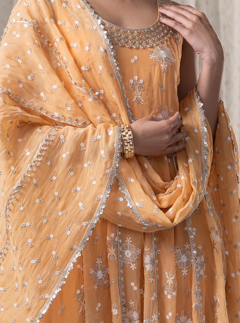 Kesariya Anarkali with Kesariya Pants